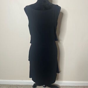 Escada Couture Women’s Black Tiered Ruffle Bow Back Virgin Wool Mini Dress Sz 36